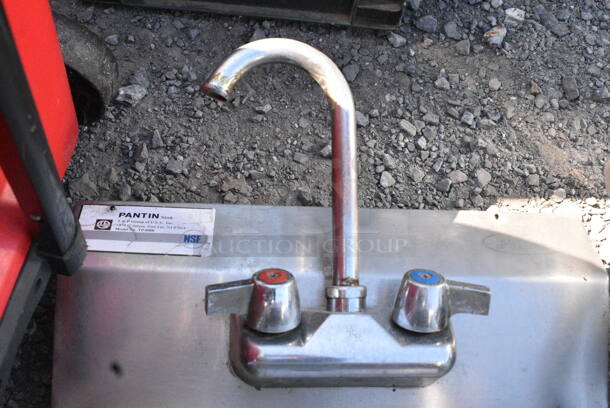 Pantin Stainless Steel Commercial Single Bay Wall Mount Sink w/ Faucet and Handles.  - Image 3 of 5