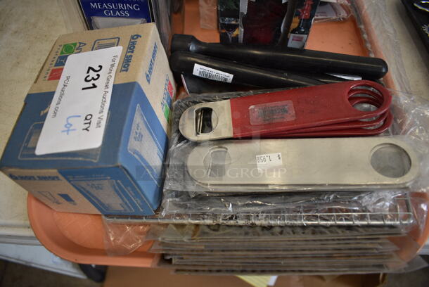ALL ONE MONEY! Lot of Various BRAND NEW Items Including Bottle Opener, Mixing Cup and Shot Glasses. - Image 2 of 6