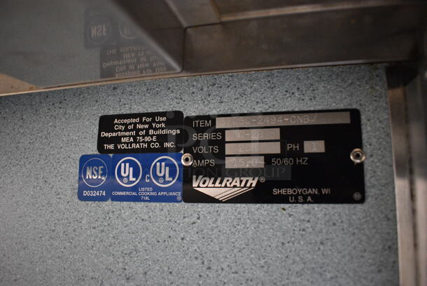 Vollrath 37050-2494-CNB Stainless Steel Commercial Electric Powered 5 Well Steam Table w/ Sneeze Guard and Tray Slide on Commercial Casters. 208 Volts, 1 Phase. 92x45x48 - Image 8 of 8