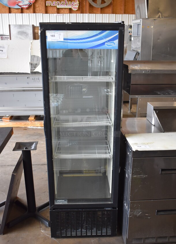 2015 Fogel LC-11-US Metal Commercial Single Door Reach In Cooler Merchandiser w/ Poly Coated Racks. 115 Volts, 1 Phase. 22x24x66. Tested and Powers On But Does Not Get Cold