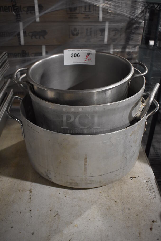 3 Various Metal Stock Pots. 16x14x7, 14x12.5x8, 13x11x9. 3 Times Your Bid!