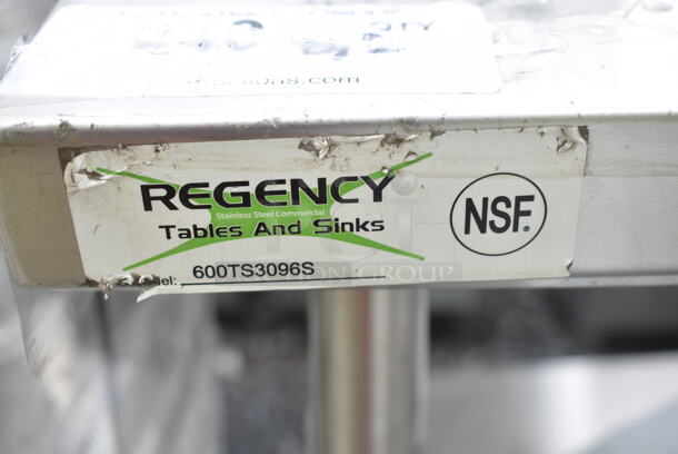 BRAND NEW SCRATCH AND DENT! Regency 600TS3096S 30" x 96" 16-Gauge 304 Stainless Steel Commercial Work Table with Undershelf - Image 4 of 4