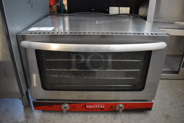 Avantco 177CO16 Stainless Steel Commercial Countertop Electric Powered Half Size Convection Oven w/ View Through Doors and Metal Oven Racks. 120 Volts, 1 Phase. 23x22x15