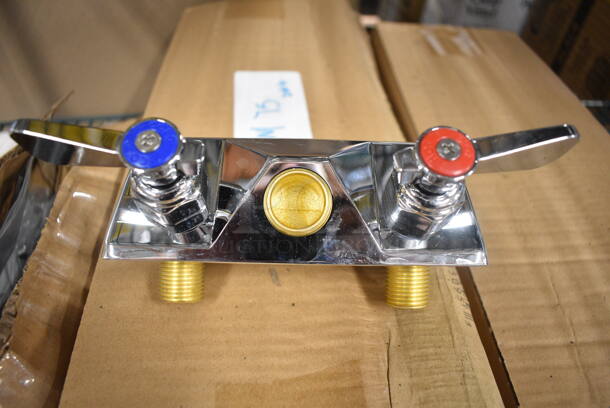 BRAND NEW SCRATCH AND DENT! Lot Including Faucet, Handles and Drain  - Image 3 of 5