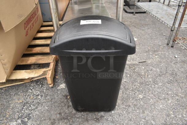 Black Poly Trash w/ Lid. - Image 1 of 4