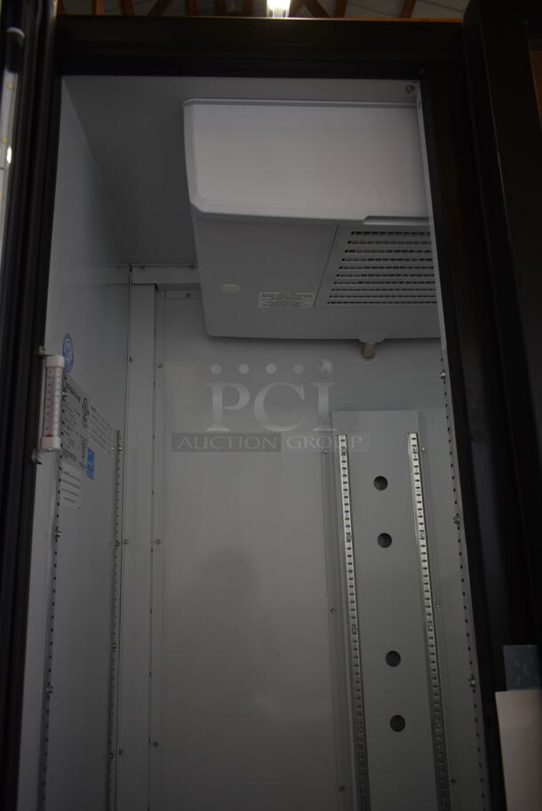 BRAND NEW SCRATCH AND DENT! Beverage Air MT34-1 ENERGY STAR Metal Commercial 2 Door Reach In Cooler Merchandiser w/ Poly Coated Racks. See Pictures for Glass Damage on Left Door. 115 Volts, 1 Phase. Tested and Working! - Image 8 of 11