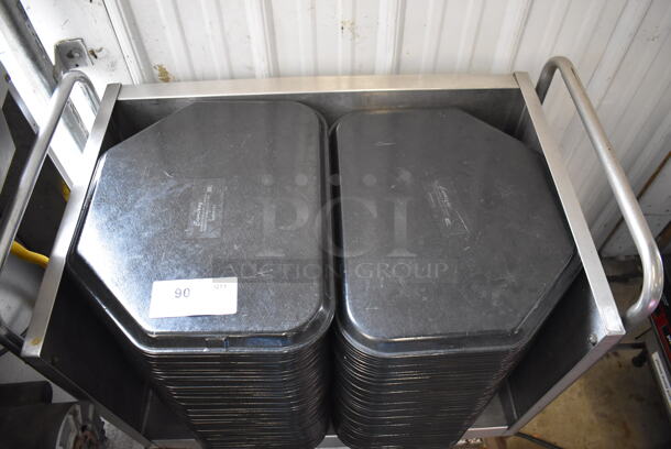 Stainless Steel Commercial Cart on Commercial Casters w/ 130 Cambro Black Trays. 32x21x35 - Image 3 of 5