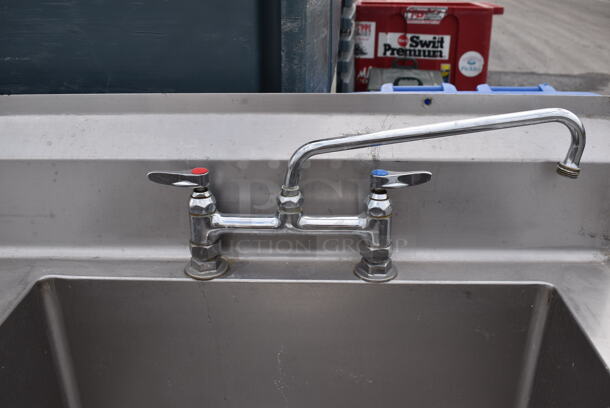 Stainless Steel Table w/ Sink Basin, Faucet, Handles and Back Splash. 120x30x43. Bay 24x24x13 - Image 6 of 8
