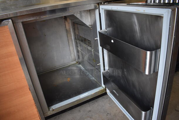 Duke Model RBC-60M Stainless Steel Commercial 2 Door Work Top Counter Cooler w/ Wood Pattern Doors. 120 Volts, 1 Phase. 60x30x40. Tested and Working! - Image 4 of 7