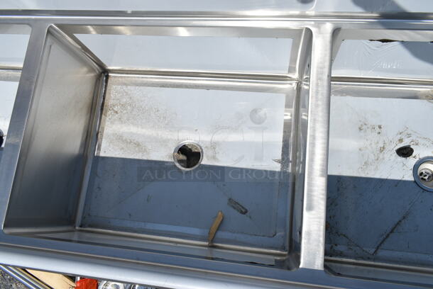 BRAND NEW SCRATCH AND DENT! Regency Spec Line Stainless Steel Commercial 3 Bay Sink w/ Dual Drain Boards. Bays 30x24x14. Drain Board 20x24 - Image 5 of 6