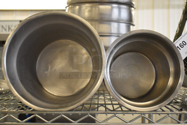 ALL ONE MONEY! Lot of 9 Various Stainless Steel Cylindrical Drop In Bins. Includes 7.5x7.5x8, 9.5x9.5x8, 11.5x11.5x8 - Image 5 of 5