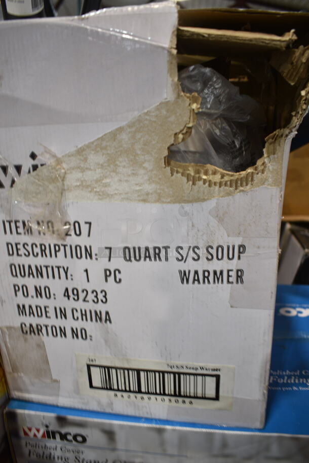 PALLET LOT of 22 BRAND NEW Items/Boxes Including Winco Chafers, Winco 7 Quart Soup Warmer, Trash Can, Stanchion. 22 Times Your Bid! - Image 8 of 12