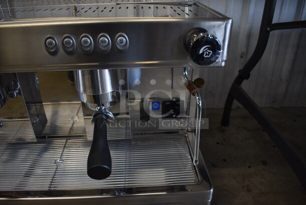 BRAND NEW! Estella Caffe ECEM2 Stainless Steel Commercial Countertop Two Group Automatic Espresso Machine w/ 2 Portafilters and 2 Steam Wands. 220-240 Volts, 1 Phase. 28x22x24. Tested and Working! - Image 4 of 8