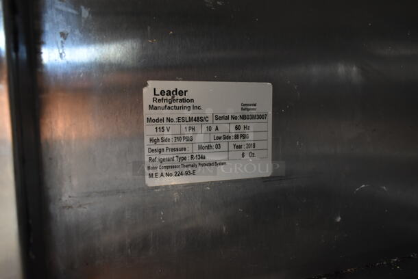 2018 Leader ESLM48S/C Stainless Steel Commercial 3 Door Undercounter Cooler on Commercial Casters. 115 Volts, 1 Phase. Tested and Working! - Image 7 of 9