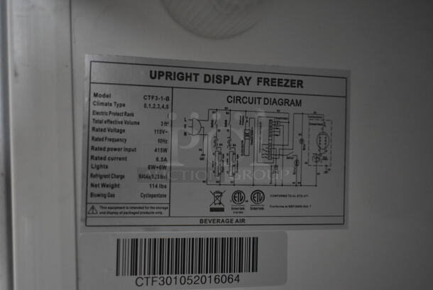 Beverage Air CTF3-1-B Metal Commercial Mini Freezer Merchandiser w/ Poly Coated Racks. 115 Volts, 1 Phase. Tested and Working! - Image 5 of 5