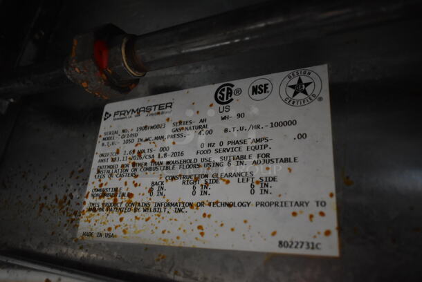 2019 Frymaster GF14SD Stainless Steel Commercial Floor Style Natural Gas Powered Deep Fat Fryer on Commercial Casters. 100,000 BTU.  - Image 6 of 6