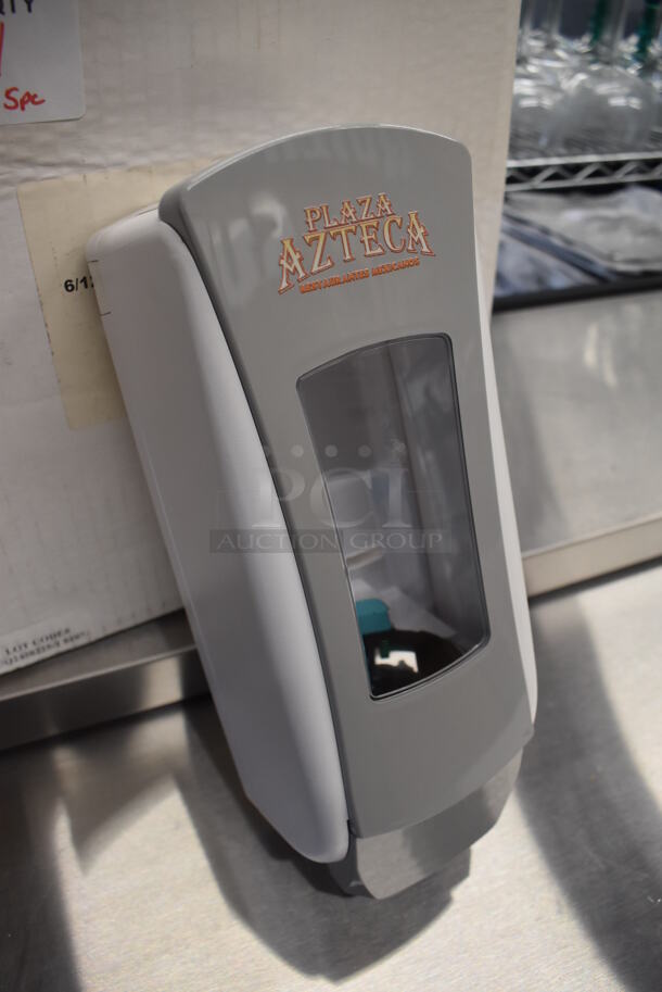 Box of 5 BRAND NEW! White and Gray Poly Wall Mount Soap Dispensers. 45x4x12 - Image 3 of 5