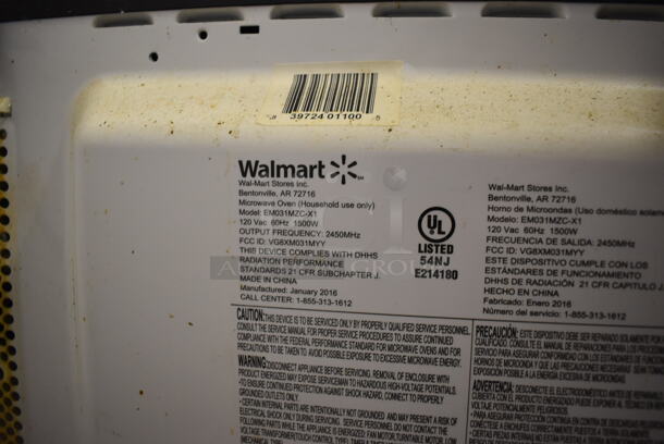 Hamilton Beach EM031MZC-X1 Metal Countertop Microwave Oven w/ Plate. 120 Volts, 1 Phase. 20x16x12 - Image 6 of 6