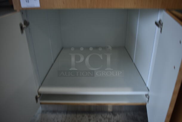 BRAND NEW! Wood Pattern 6 Door Counter. Missing Countertop. - Image 4 of 6