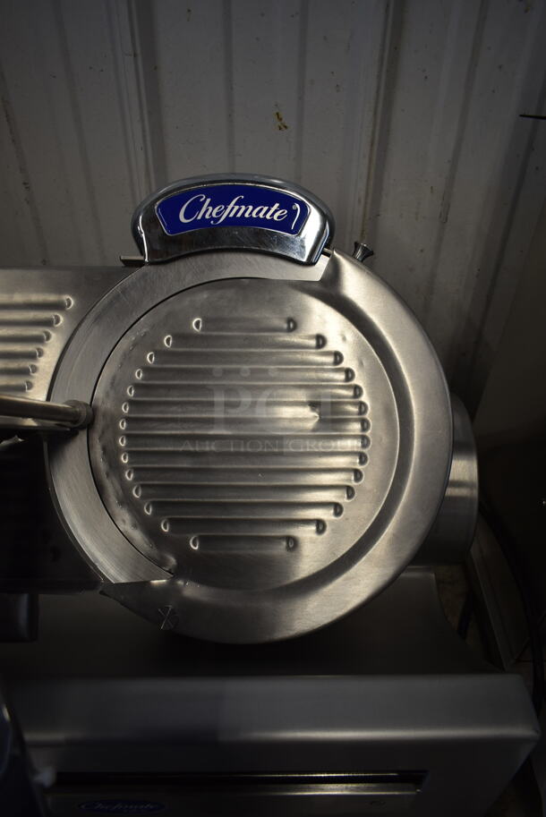 BRAND NEW SCRATCH AND DENT! Globe Chefmate GC512 Stainless Steel Commercial Countertop Automatic Meat Slicer w/ Blade Sharpener. 115 Volts, 1 Phase. Tested and Working! - Image 7 of 10