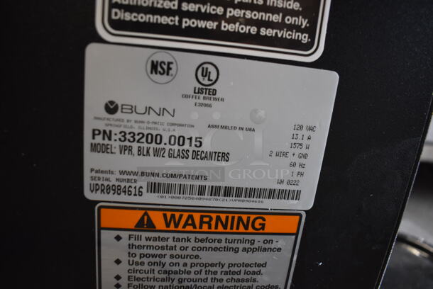 BRAND NEW IN BOX! 2022 Bunn VPR Stainless Steel Commercial Countertop 2 Burner Coffee Machine w/ 2 Coffee Pots and Poly Brew Basket. 120 Volts, 1 Phase. 16x8.5x20 - Image 8 of 12