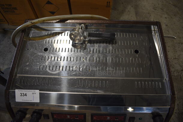 Grindmaster Model ESP2 Stainless Steel Commercial Countertop 2 Group Espresso Machine w/ 3 Portafilters and 2 Steam Wands. 220-240 Volts, 1 Phase. 28x22x22 - Image 8 of 9