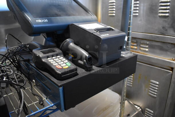 Micros 15" POS Monitor, Epson M129H Receipt Printer, Credit Card Reader, Barcode Scanner and Metal Cash Drawer - Image 5 of 8