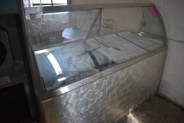 Stainless Steel Commercial Floor Style Ice Cream Dipping Cabinet w/ 1 Rear Clear Lid and Dipwell. 67.5x29x52.5. Tested and Working! - Image 4 of 7