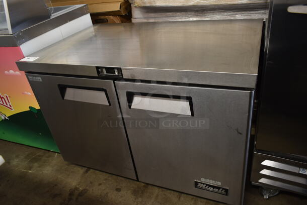 2017 Migali C-U48R-HC Stainless Steel Commercial 2 Door Undercounter Freezer on Commercial Casters. 115 Volts, 1 Phase. Tested and Working!