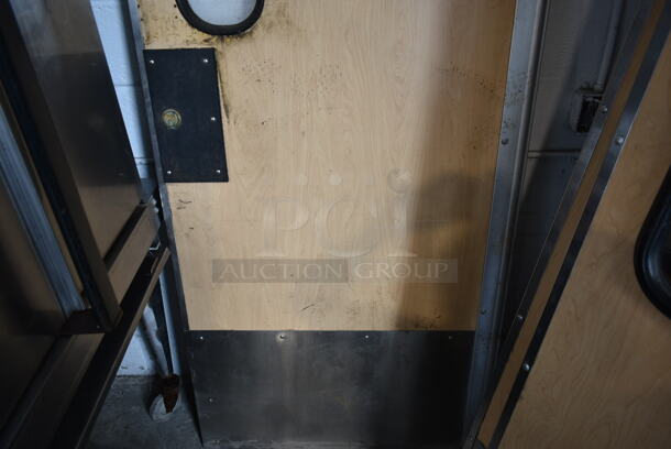 3 Various Sized Eliason Wood Patterned Swinging Kitchen Doors. 17.5x2x78.5, 35x2.5x78.5. 2 w/ Hardware. 3 Times Your Bid! - Image 9 of 9