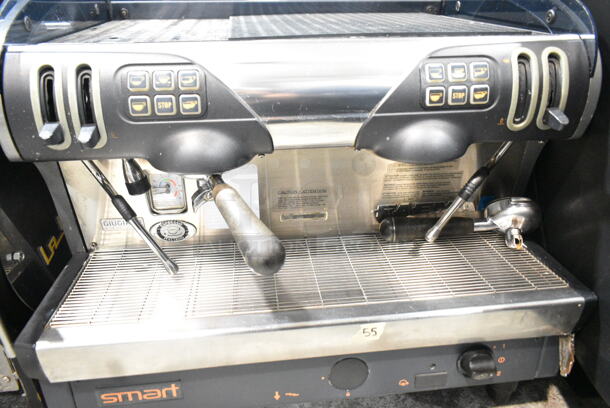 Smart Stainless Steel Commercial Countertop 2 Group Espresso Machine w/ 1 Portafilter and Steam Wand.  - Image 5 of 11