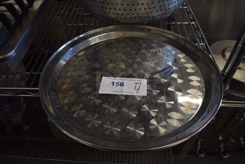 4 Metal Round Serving Trays. 16x16x1. 4 Times Your Bid!