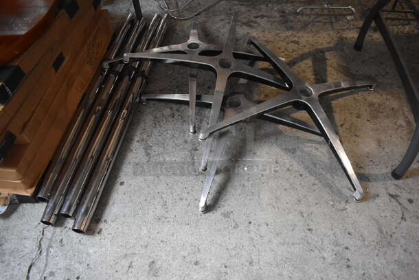 8 BRAND NEW IN BOX! Copper Colored Round Tabletops w/ 4 Metal X Table Base and 4 Metal Table Base Chute. 30x30x1.5. 8 Times Your Bid! - Image 2 of 4