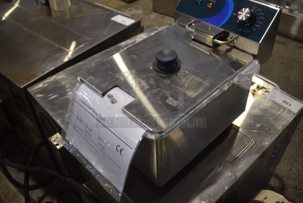 BRAND NEW SCRATCH AND DENT! 2023 Hoocoo FRY-10L Stainless Steel Commercial Countertop Electric Powered Fryer w/ Metal Basket and Lid. 120 Volts, 1 Phase. - Image 3 of 5