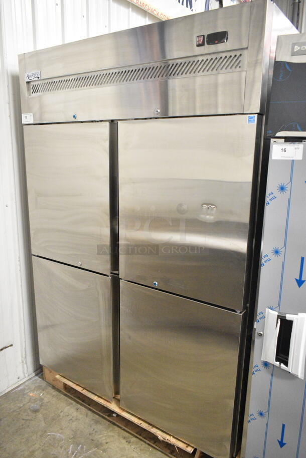 BRAND NEW SCRATCH AND DENT! 2023 Avantco 178Z2F4K Stainless Steel 54" Solid Half Door Stainless Steel Reach-In Freezer. 115 Volts, 1 Phase.  Tested and Powers On But Does Not Get Cold - Image 2 of 10