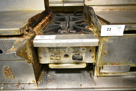 Rankin-Delux RDHP-21-C Stainless Steel Commercial Countertop Natural Gas Powered 2 Burner Range. This Unit Was In Working Condition When the Restaurant Closed. (kitchen)