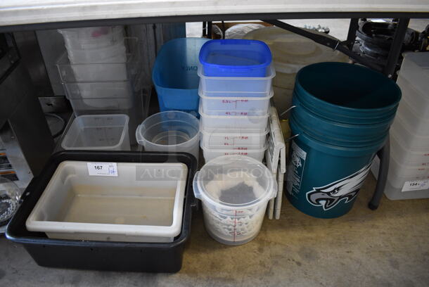 ALL ONE MONEY! Lot of Various Poly Items Including Buckets, Containers and Bus Bins!