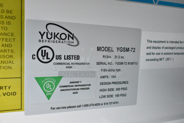 Yukon YGSM-72 Metal Commercial 3 Door Reach In Cooler Merchandiser w/ Poly Coated Racks. 115 Volts, 1 Phase. Tested and Working! - Image 8 of 8