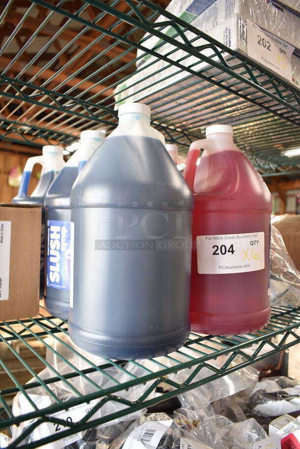 6 BRAND NEW SCRATCH AND DENT! Jugs; 3 999SNOCHERY Carnival King 1 Gallon Cherry Snow Cone Syrup and 3 999SLBLRASP Carnival King 1 Gallon Blue Raspberry Slushy 5:1 Concentrate. 6 Times Your Bid! - Image 3 of 6