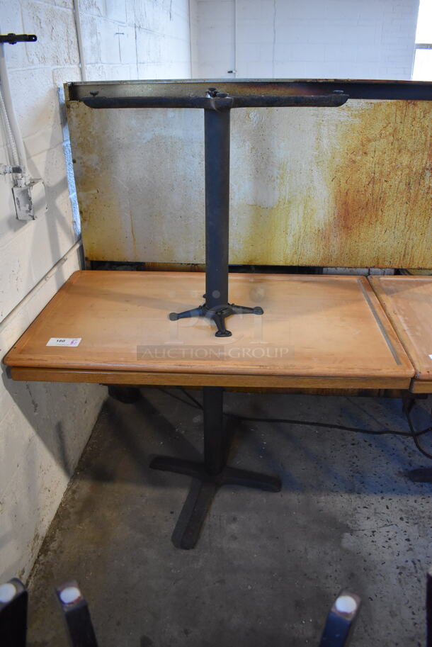 2 Wood Pattern Tables on Black Metal Table Base. 46x28x29.5. 2 Times Your Bid! - Image 2 of 5