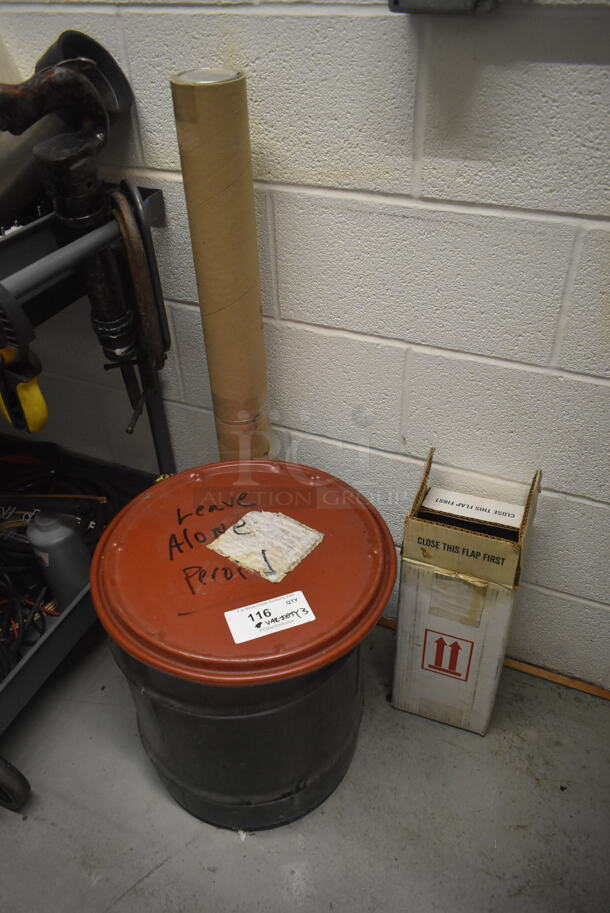 ALL ONE MONEY! Lot of Various Items Including Barrel and Map. BUYER MUST REMOVE. - Image 1 of 5