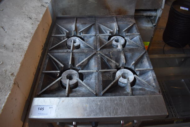 Stainless Steel Commercial Natural Gas Powered 4 Burner Range w/ Oven and Back Splash on Commercial Casters. 24x34x47 - Image 3 of 7