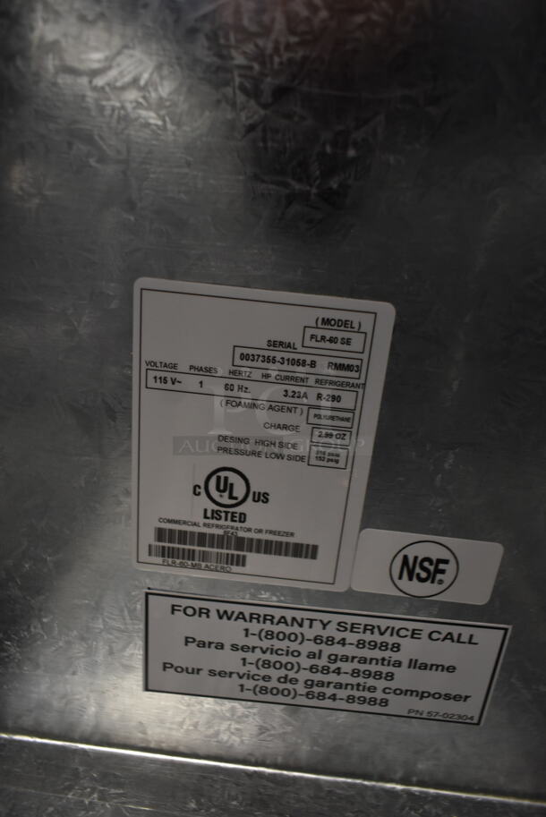 Master-Bilt FLR-60 SE Stainless Steel Commercial Freezer w/ 2 Center Hinge Lids and Topping Rail. 115 Volts, 1 Phase. Tested and Working! - Image 6 of 6