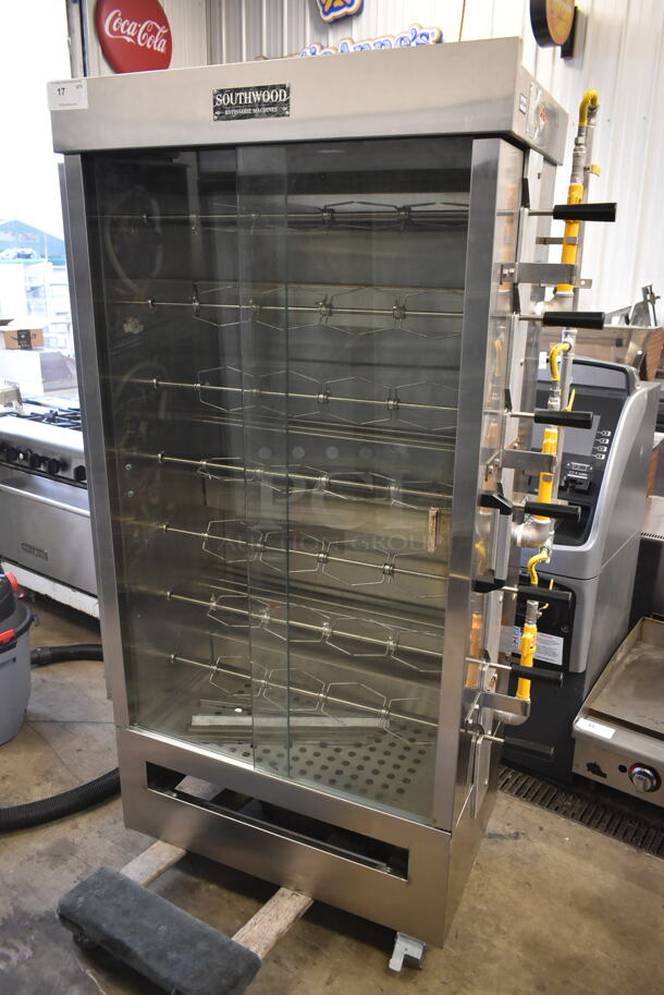 BRAND NEW SCRATCH AND DENT! 2022 Southwood RG7-NAT Stainless Steel Commercial Natural Gas Powered 7 Spit Rotisserie Oven.  - Image 1 of 9