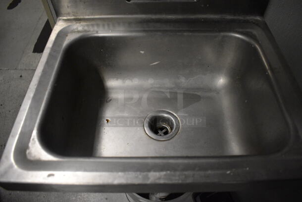 Stainless Steel Commercial Single Bay Wall Mount Sink w/ Faucet and Handles. 17x15.5x15. BUYER MUST REMOVE. (kitchen) - Image 4 of 4