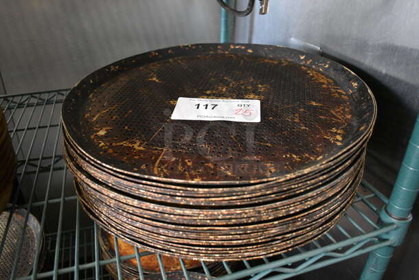 25 Metal Perforated Round Baking Sheets. 15.25x15.25x1. 25 Times Your Bid!