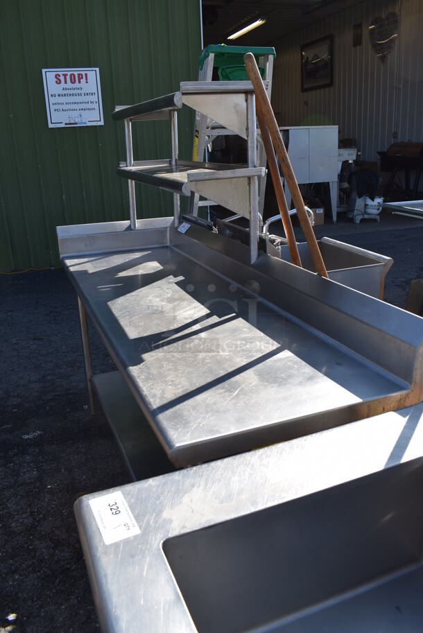 Stainless Steel Table w/ 2 Tier Over Shelf, Left Splash Guard, Back Splash and Under Shelf. 70x24x62 - Image 3 of 4