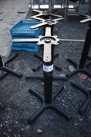 3 Black Metal Table Bases. Two Have Missing Prong. 22x22x28. 3 Times Your Bid!