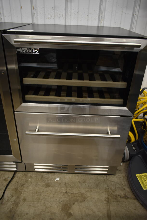 BRAND NEW SCRATCH AND DENT! AvaValley 342DSR20DZ Stainless Steel Dual Temperature Beverage Cooler Merchandiser with Top Shelf and Bottom Drawer. 120 Volts, 1 Phase. Tested and Working! - Image 3 of 6