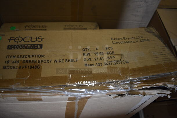 ALL ONE MONEY! Lot of 4 BRAND NEW IN BOX! Focus Green Finish Wire Shelves. 48x18x1.5 - Image 4 of 4